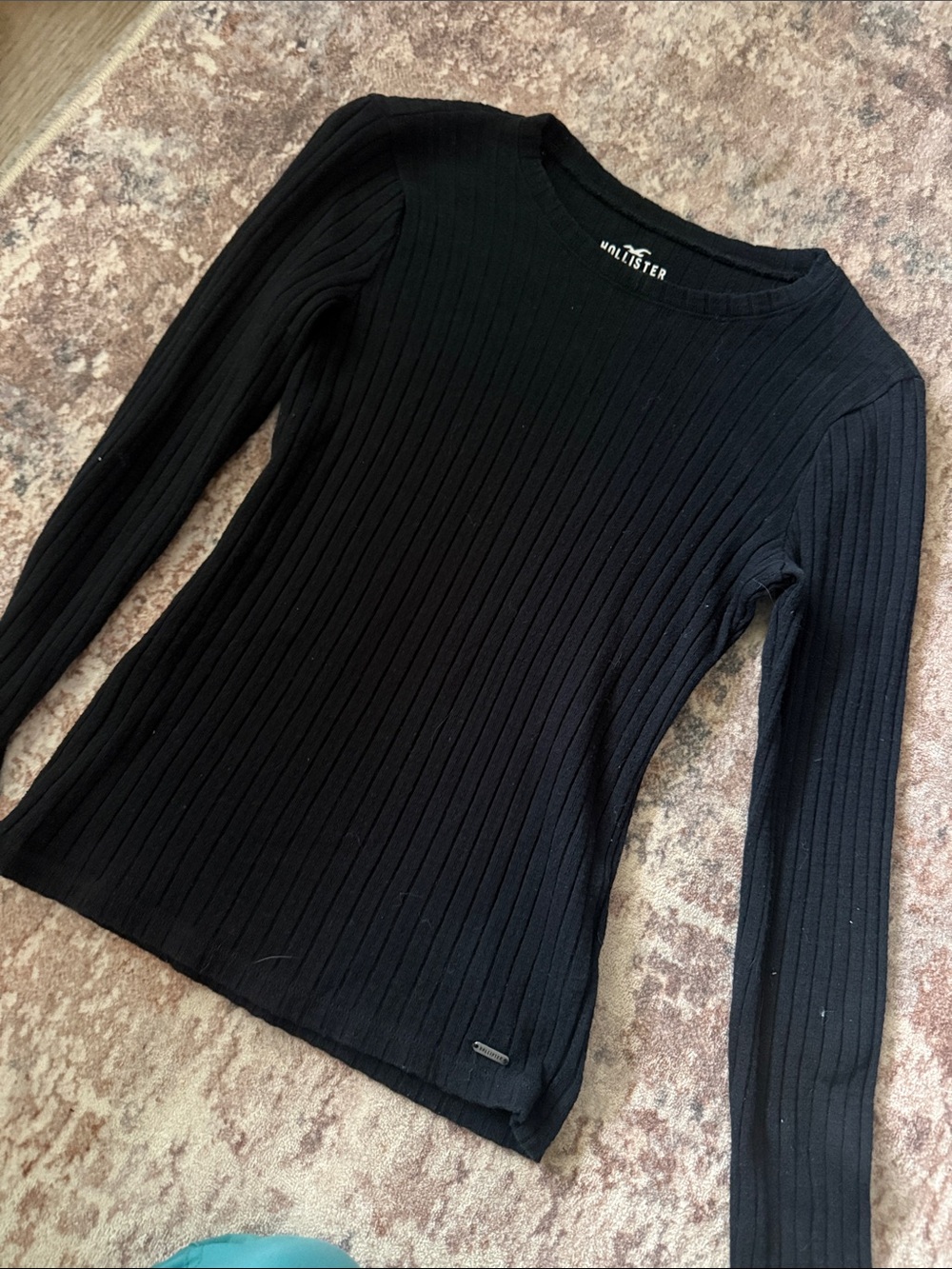 Hollister Black Ribbed Long Sleeve Tee